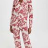 Sleepwear * | Best Reviews Of Desmond & Dempsey Womens Long Set Cactus Flower Pink/Ecru