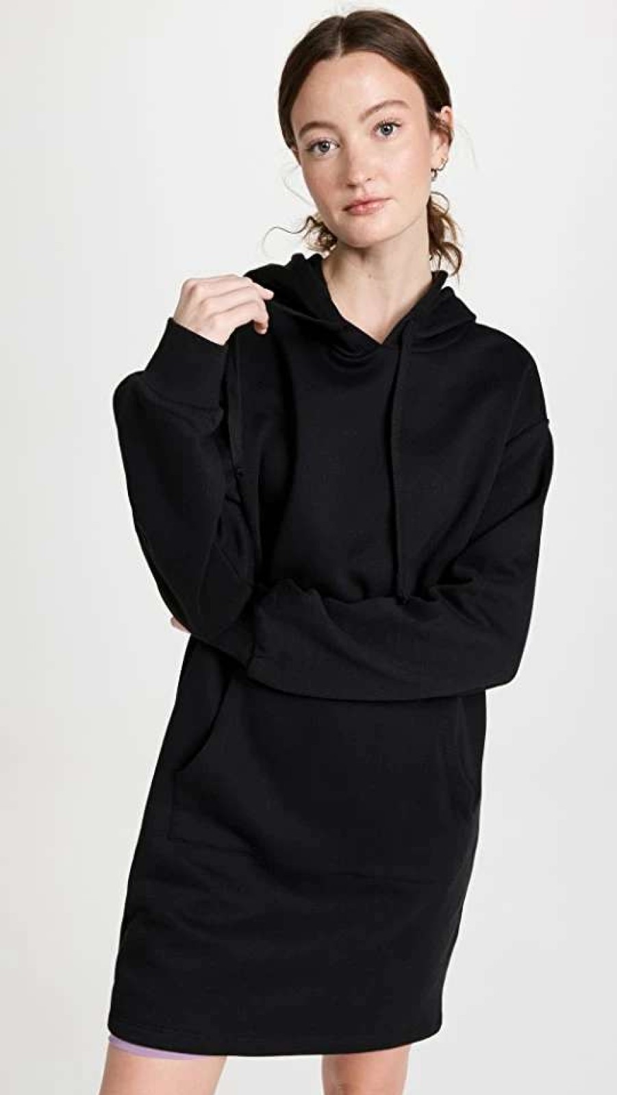 Dresses & Jumpsuits * | New Spiritual Gangster Sueded Fleece Hoodie Dress Black