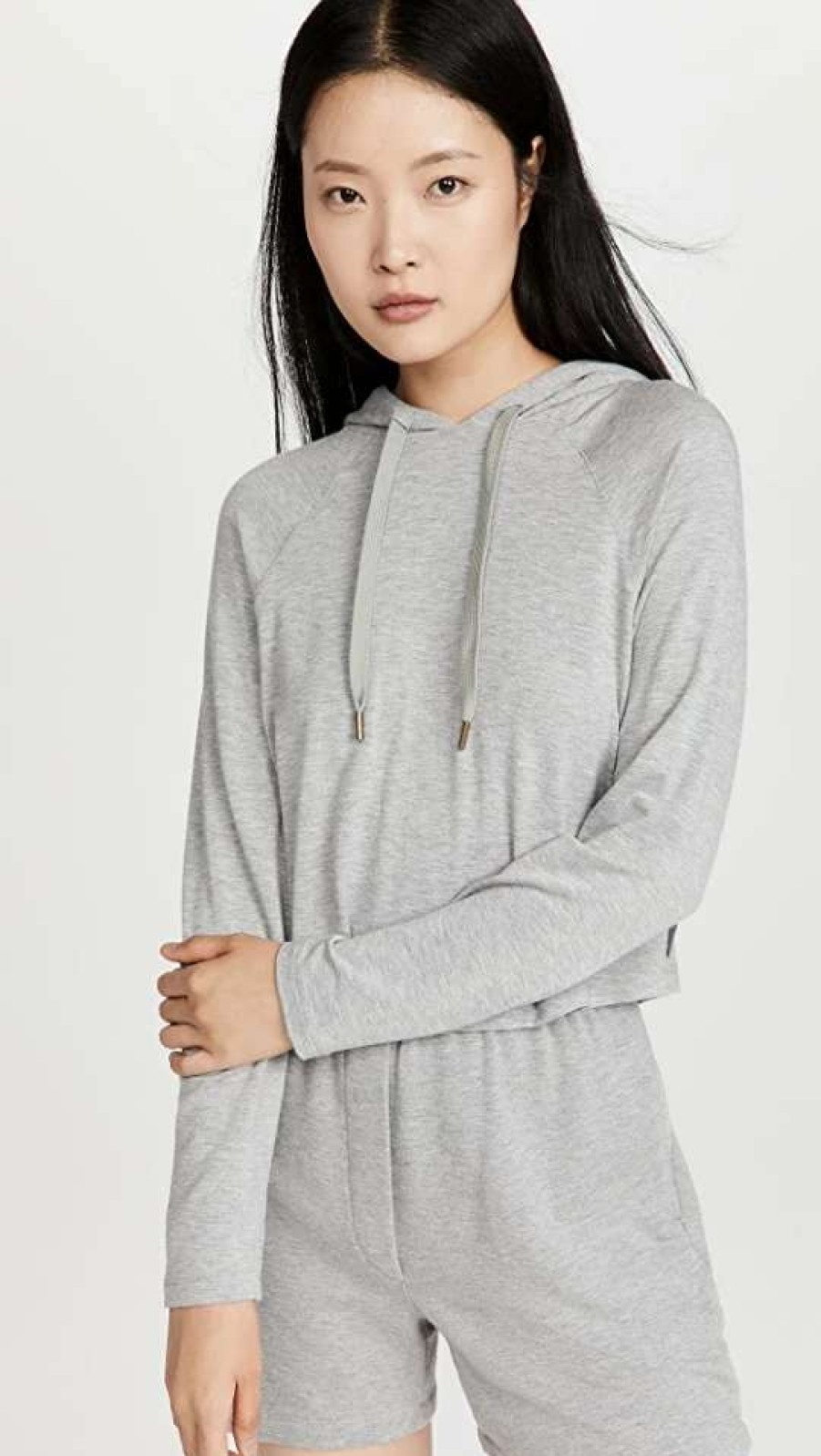 Sleepwear * | Best Pirce Calvin Klein Underwear Pure Rib Hoodie Snow Heather060