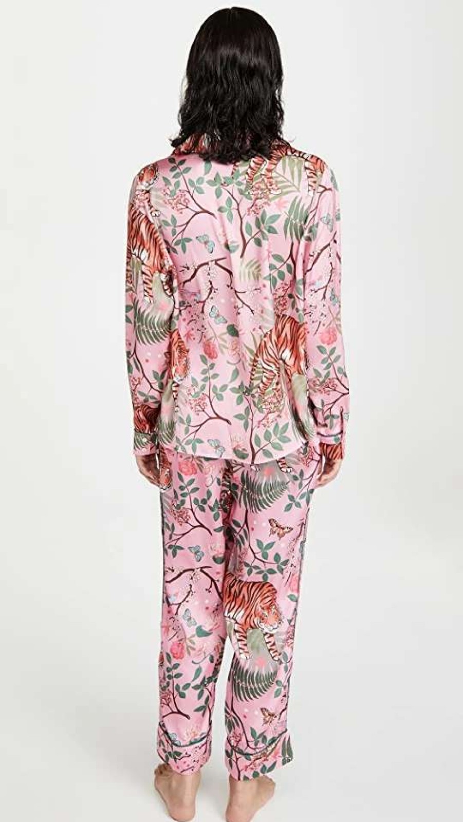 Sleepwear * | New Karen Mabon Tiger Blossom Pajama Set Orange