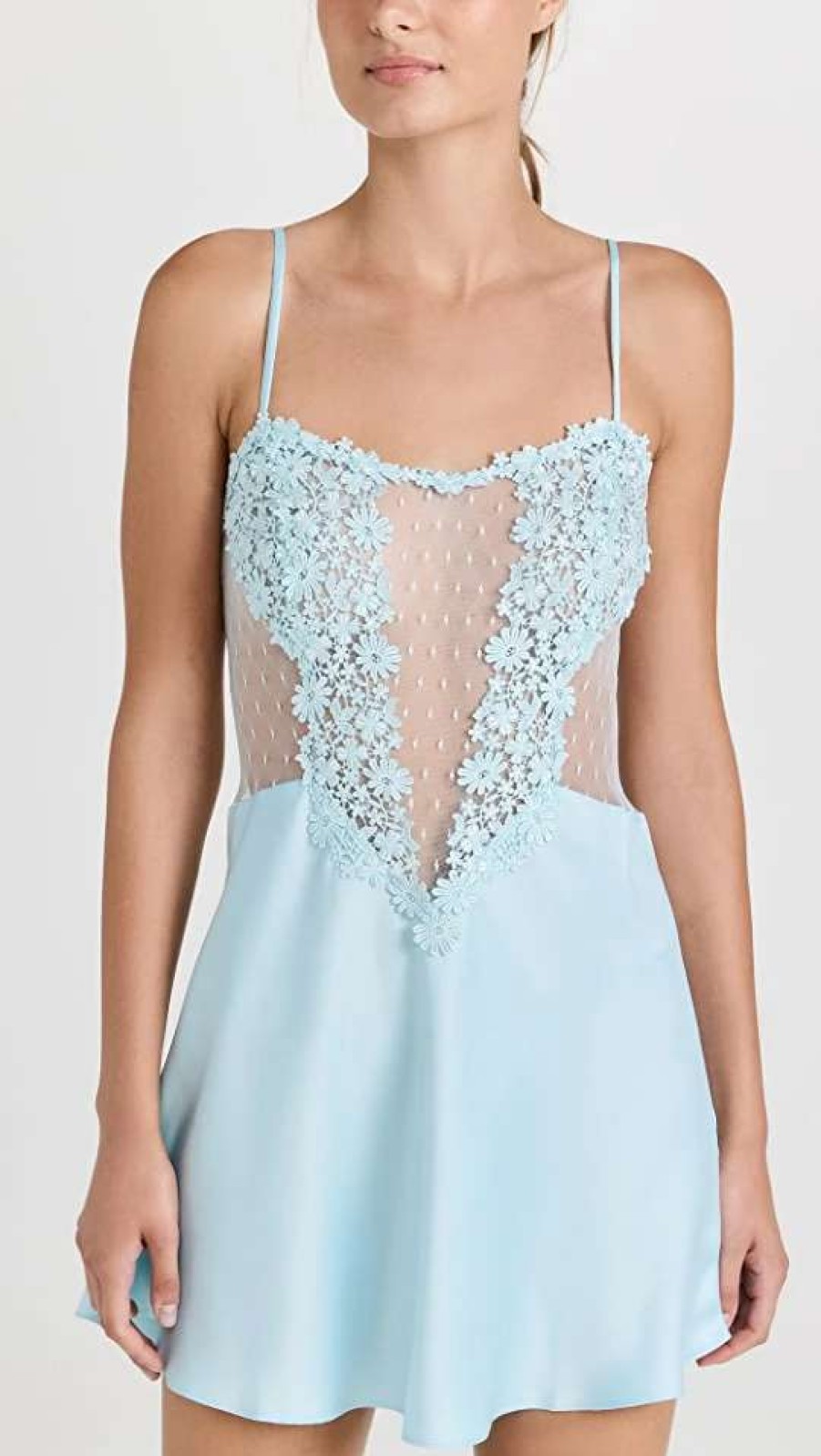 Sleepwear * | Buy Flora Nikrooz Showstopper Chemise Light Blue