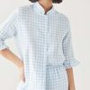 Sleepwear * | Hot Sale Sleeper Linen Lounge Suit Blue & White