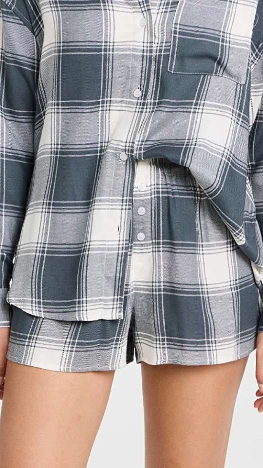 Sleepwear * | Budget Z Supply Lounge Co-Ed Plaid Boxers Washed Pine