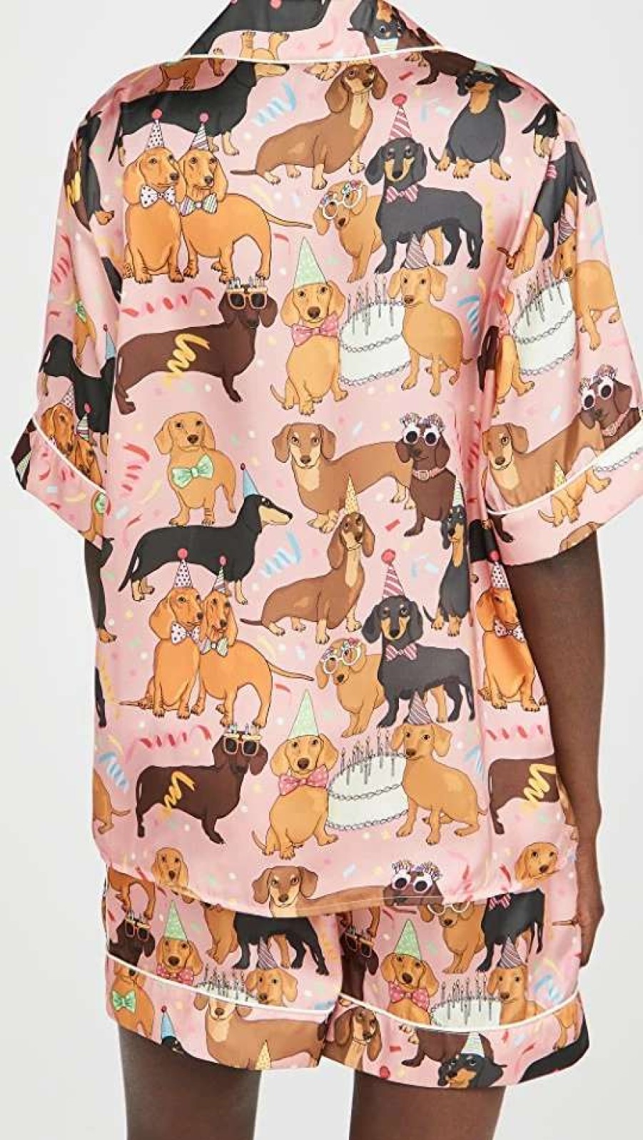 Sleepwear * | Hot Sale Karen Mabon Hot Dog Birthday Party Short Set Pink