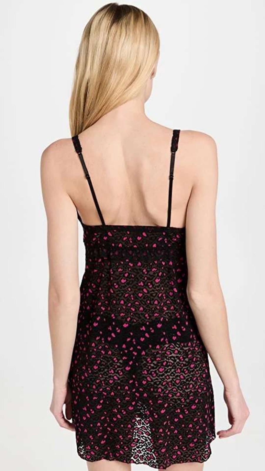 Sleepwear * | Cheap Hanky Panky Cross Dyed Leopard Chemise Black/Tulip Pink