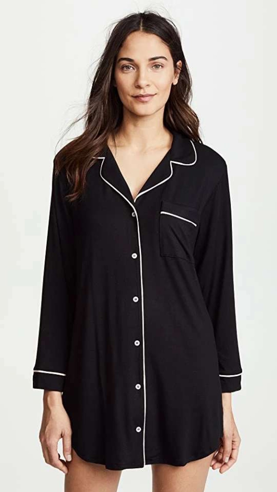 Sleepwear * | Best Deal Eberjey Gisele Sleep Shirt Black/Sorbet Pink