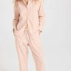 Sleepwear * | Deals Eberjey Sandwashed Long Pj Set Rose Cloud Stripe