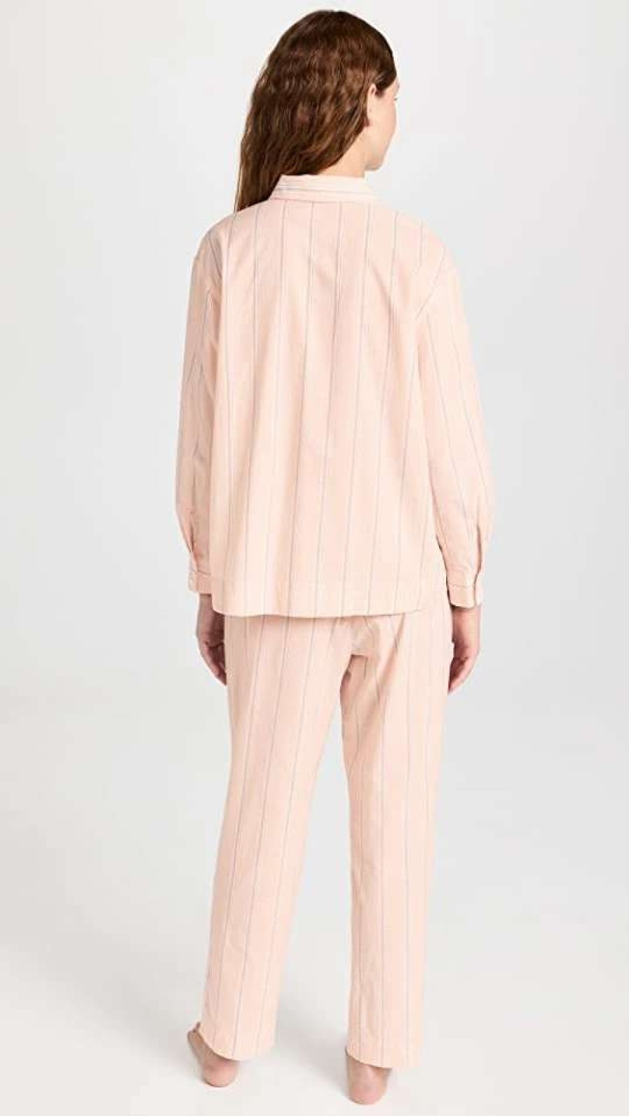 Sleepwear * | Deals Eberjey Sandwashed Long Pj Set Rose Cloud Stripe