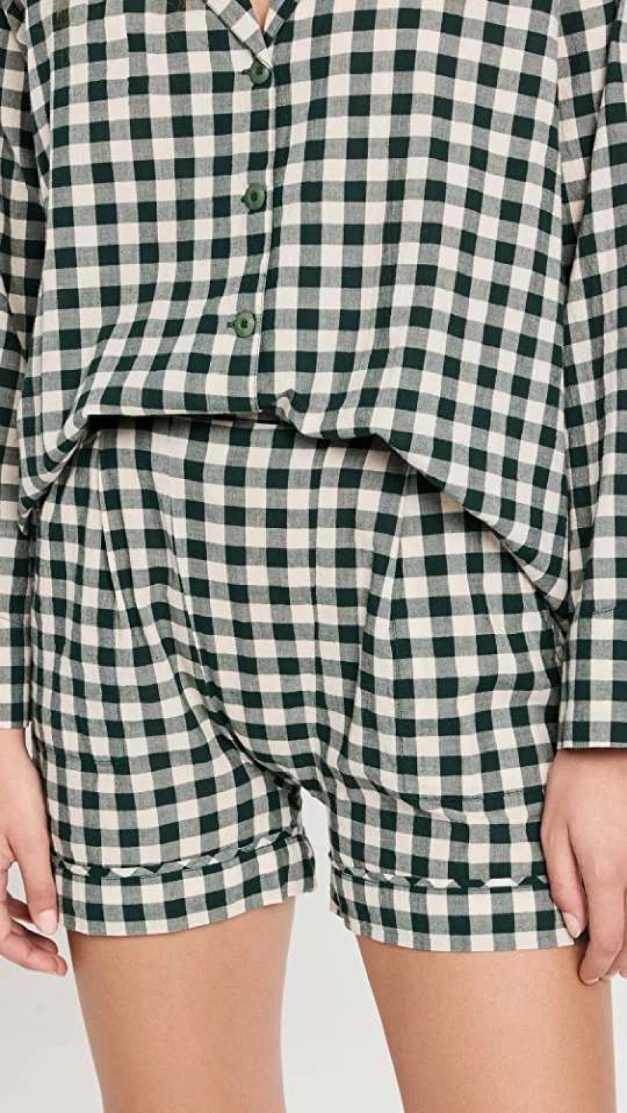 Sleepwear * | Best Reviews Of The Great. The Square Pajama Shorts Fir Pine Gingham