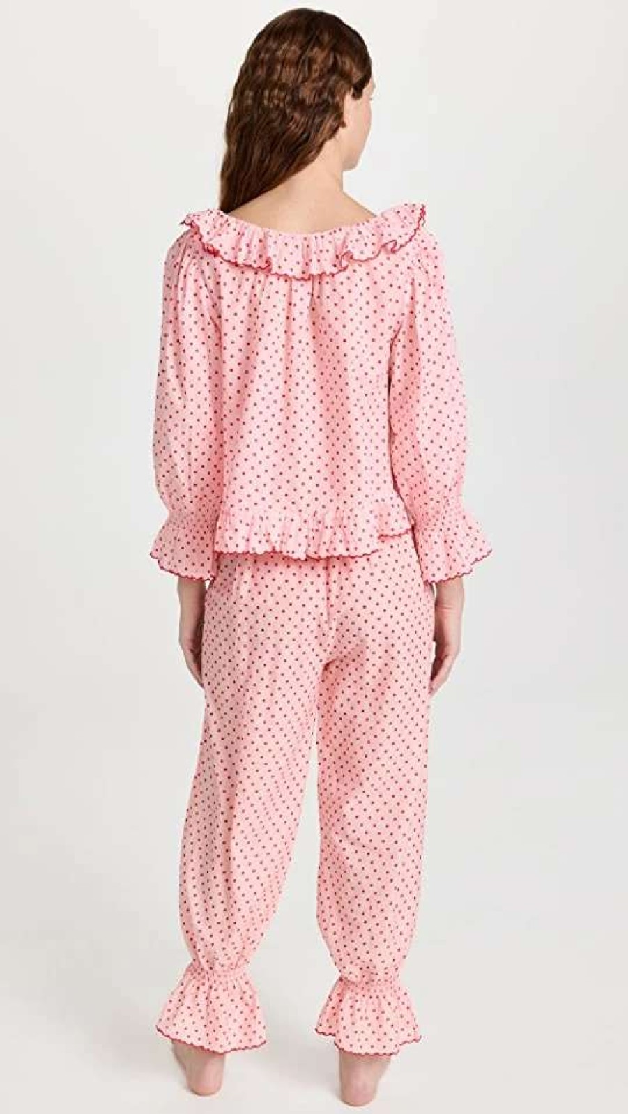 Sleepwear * | Brand New Rixo Bobbie Set Pale Pink Polka Dot