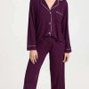 Sleepwear * | Best Sale Eberjey Gisele The Modal Long Pj Set Plum/Ivory