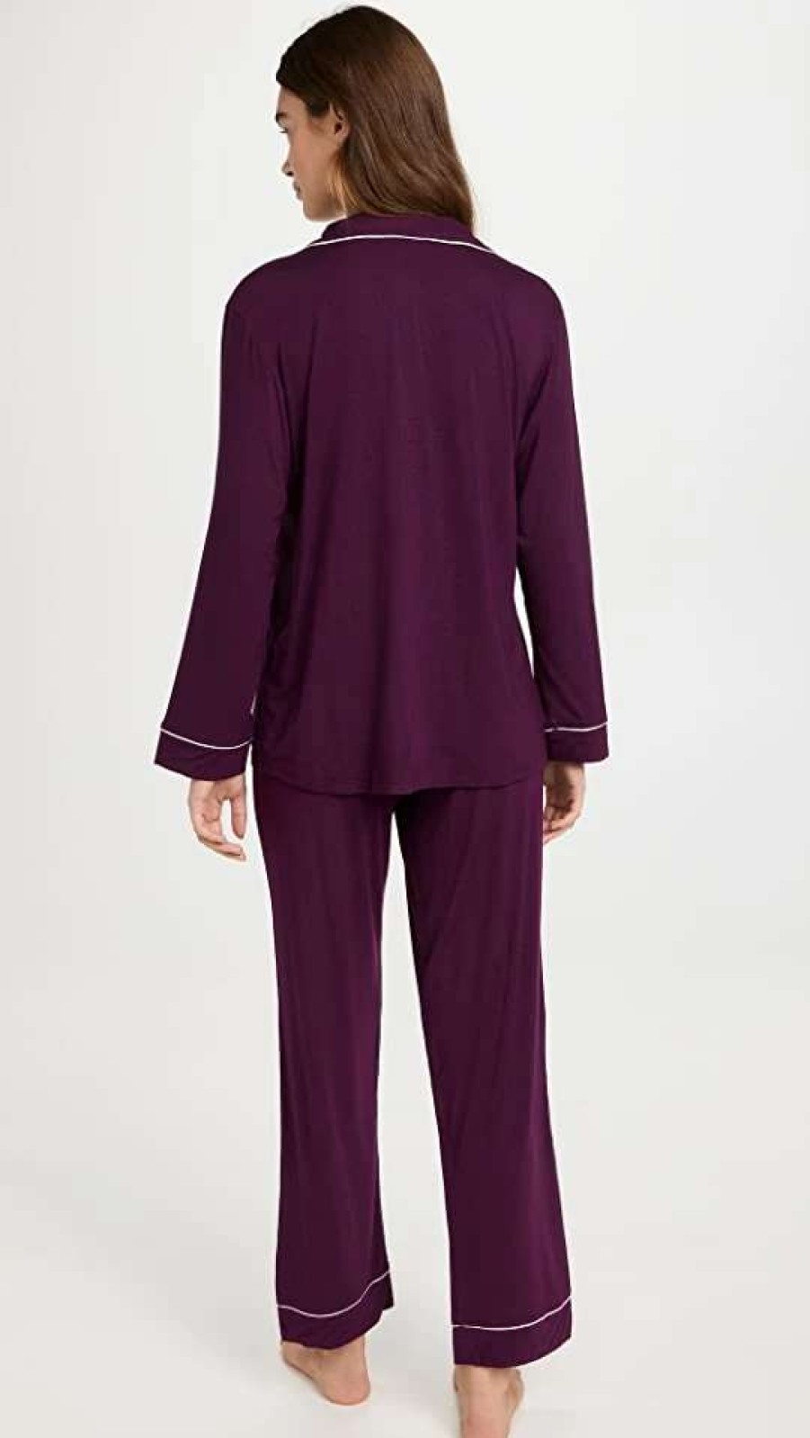 Sleepwear * | Best Sale Eberjey Gisele The Modal Long Pj Set Plum/Ivory