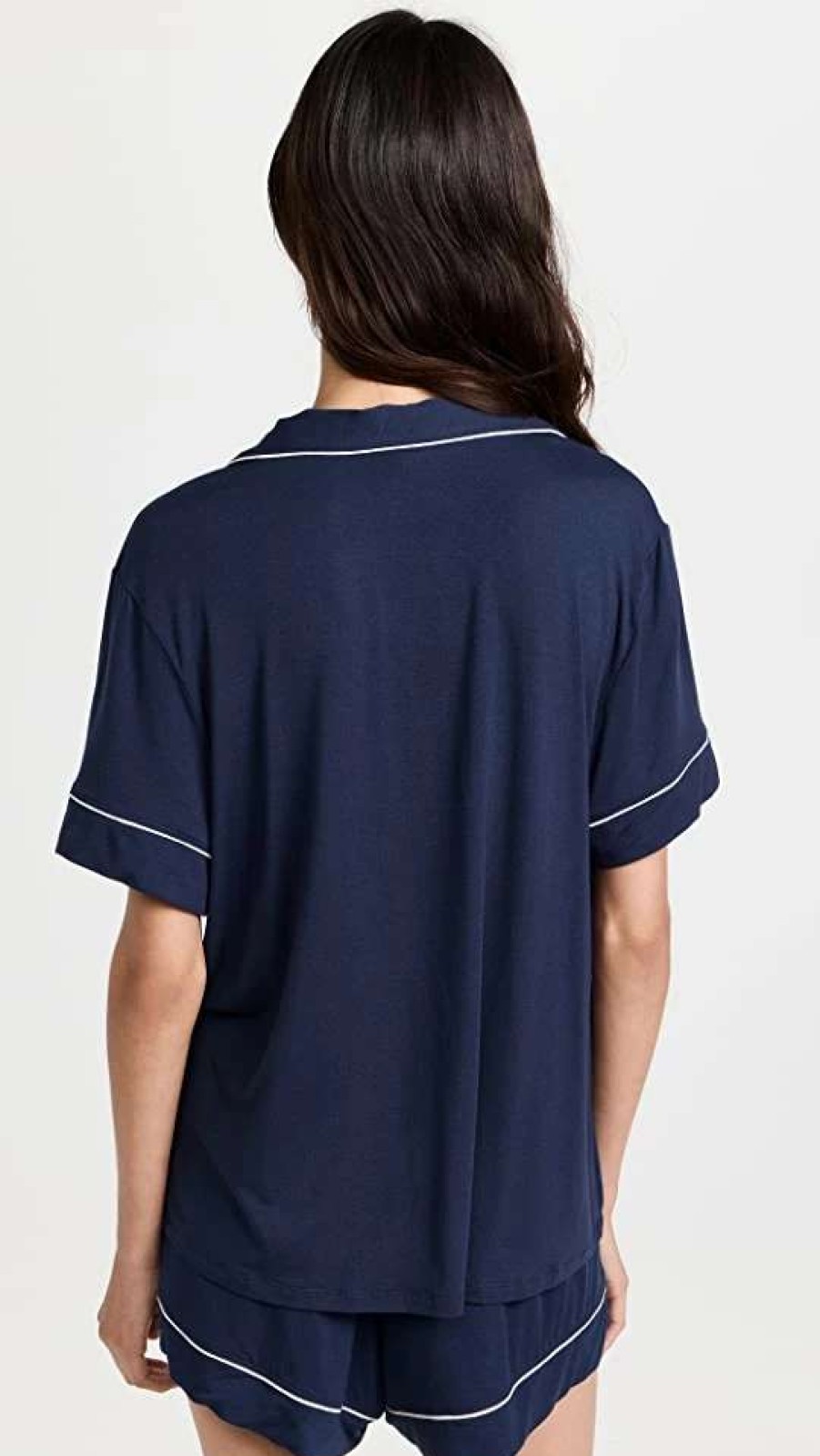 Sleepwear * | Cheapest Eberjey Gisele Relaxed Short Pj Set Navy/Ivory