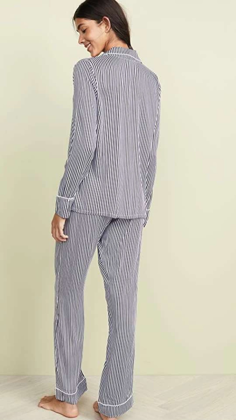 Sleepwear * | Top 10 Splendid Notch Collar Pj Set Vertical Stripe