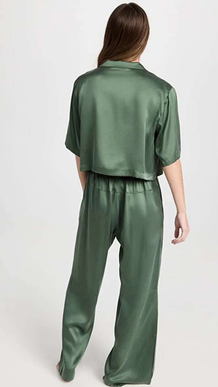 Sleepwear * | Discount Lunya Washable Silk High Rise Pant Set Drowsy Olive