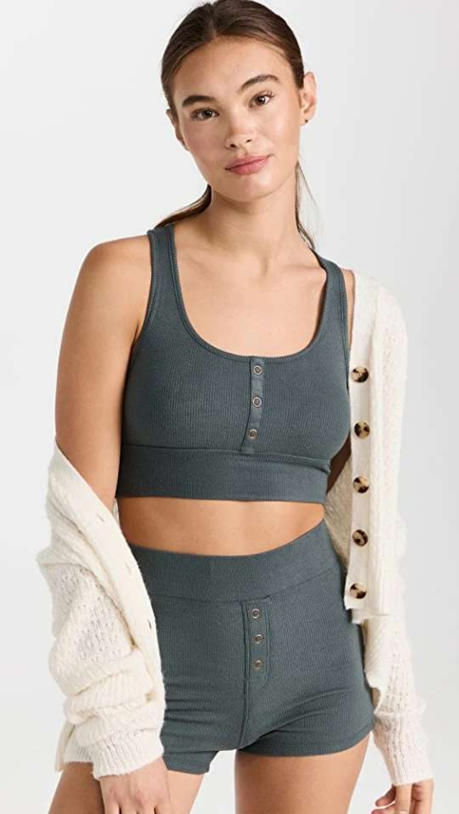 Sleepwear * | Flash Sale Z Supply Lounge Lake Rib Tank Bra Washed Pine