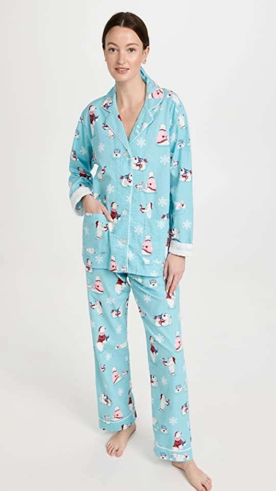 Sleepwear * | New Pj Salvage Chill Out Flannel Pj Set Aqua