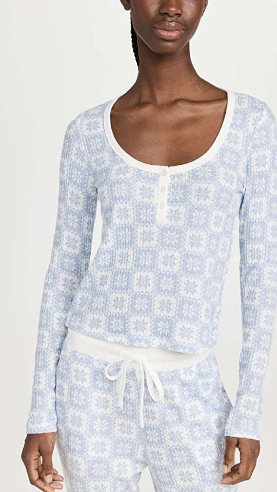 Sleepwear * | Brand New Z Supply Lounge Fireside Fair Isle Top Cloudy Blue