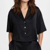 Sleepwear * | Hot Sale Lunya Washable Silk Button Up Shorts Set Immersed Black