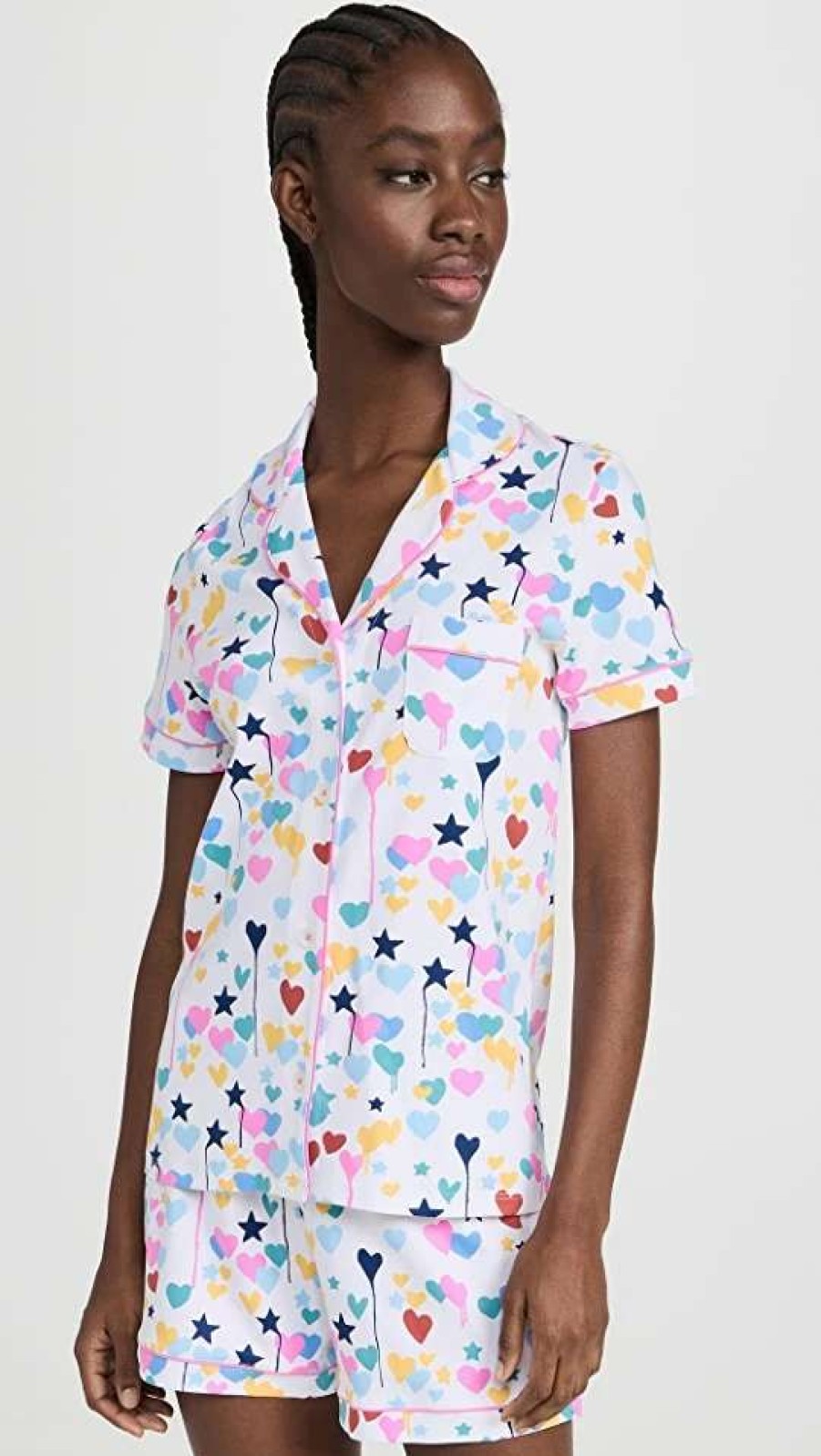 Sleepwear * | Best Pirce Roller Rabbit X Kerri Rosenthal Starry Starry Love Polo Pajama Set White