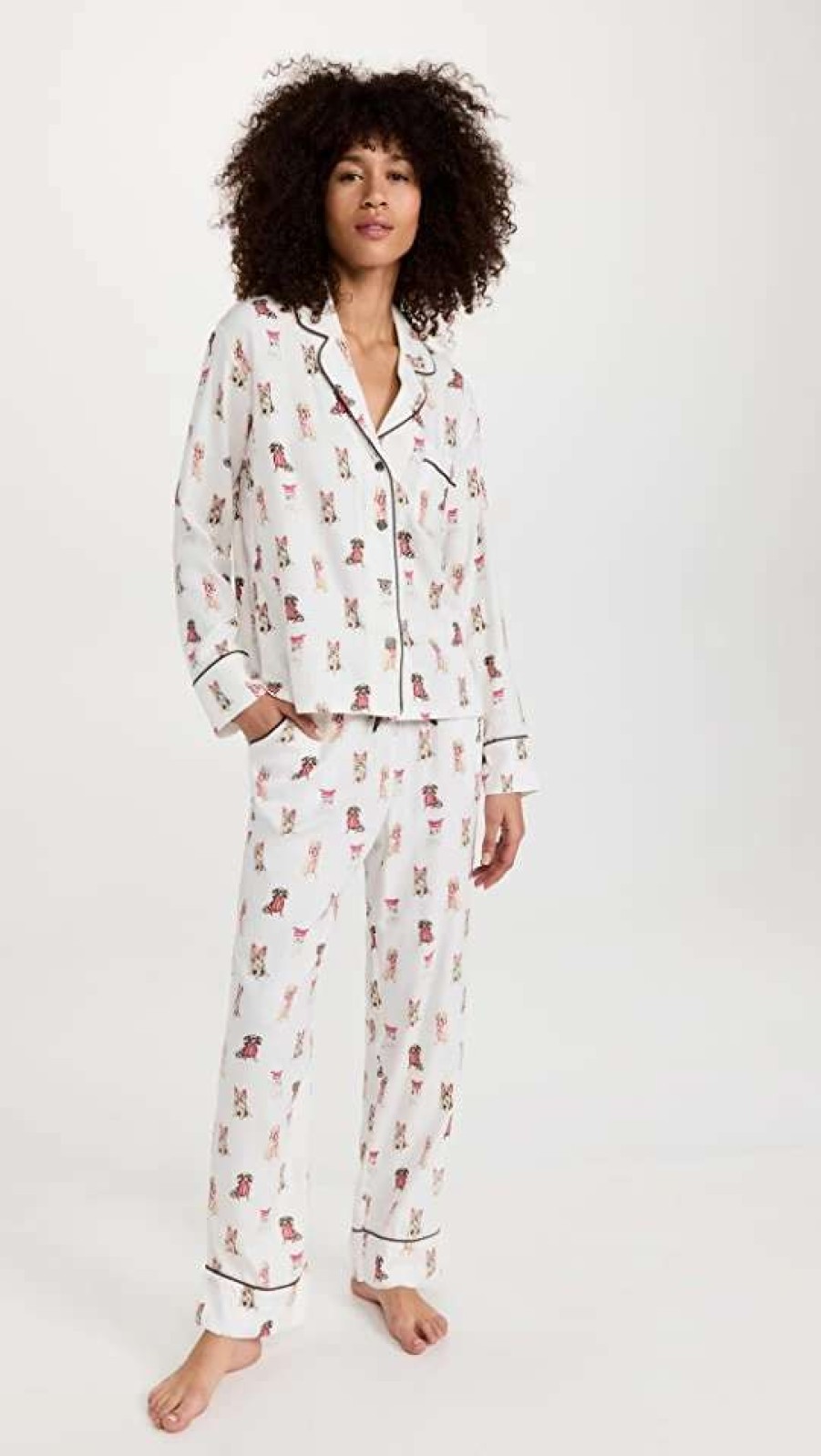 Sleepwear * | Hot Sale Z Supply Lounge Sleep All Day Pup Pj Set Vanilla Ice