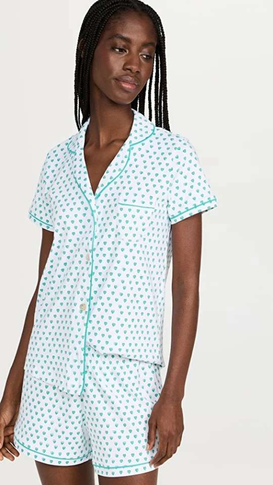 Sleepwear * | Wholesale Roller Rabbit Hearts Polo Pajama Set Mint