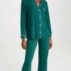 Sleepwear * | Hot Sale Eberjey Gisele Long Pj Set Evergreen/Ivory