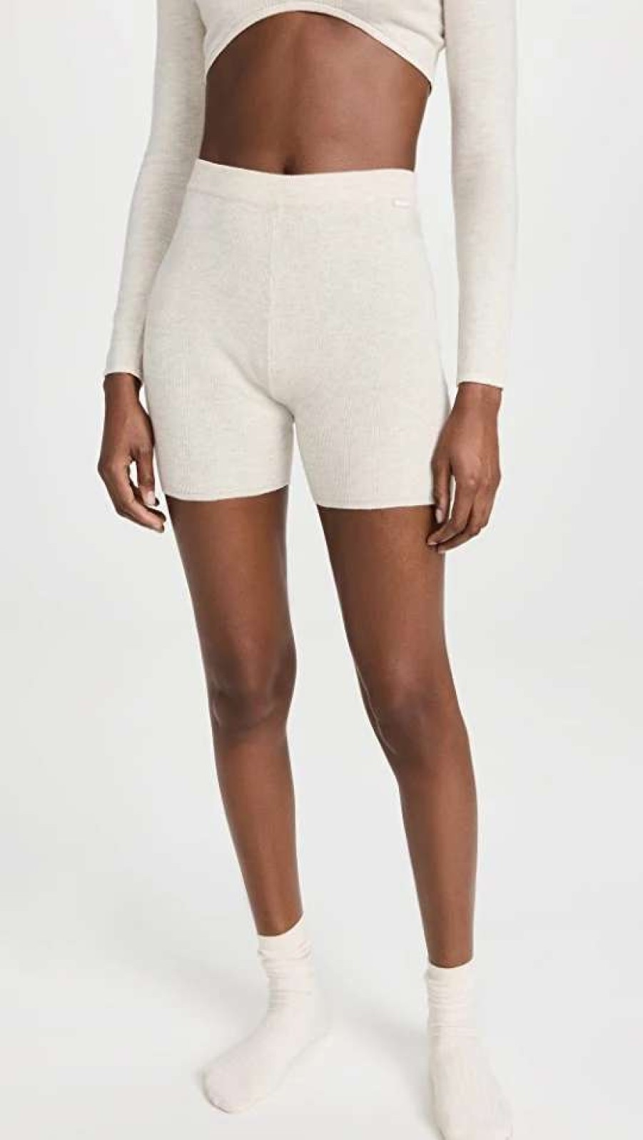 Sleepwear * | Flash Sale Calvin Klein Underwear Sweater Lounge Sleep Shorts Oatmeal Heather280