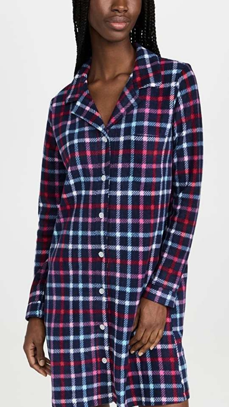 Sleepwear * | Brand New Emerson Road Boyfriend Button Up Sleep Shirt Flair Fest Plaid