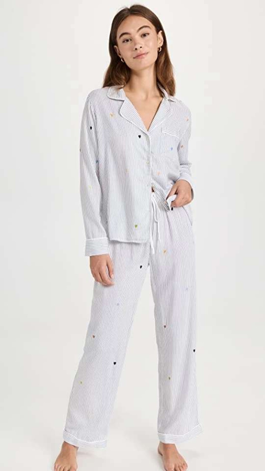 Sleepwear * | Best Deal Rails Clara Pj Set Robin Stripe/Hearts