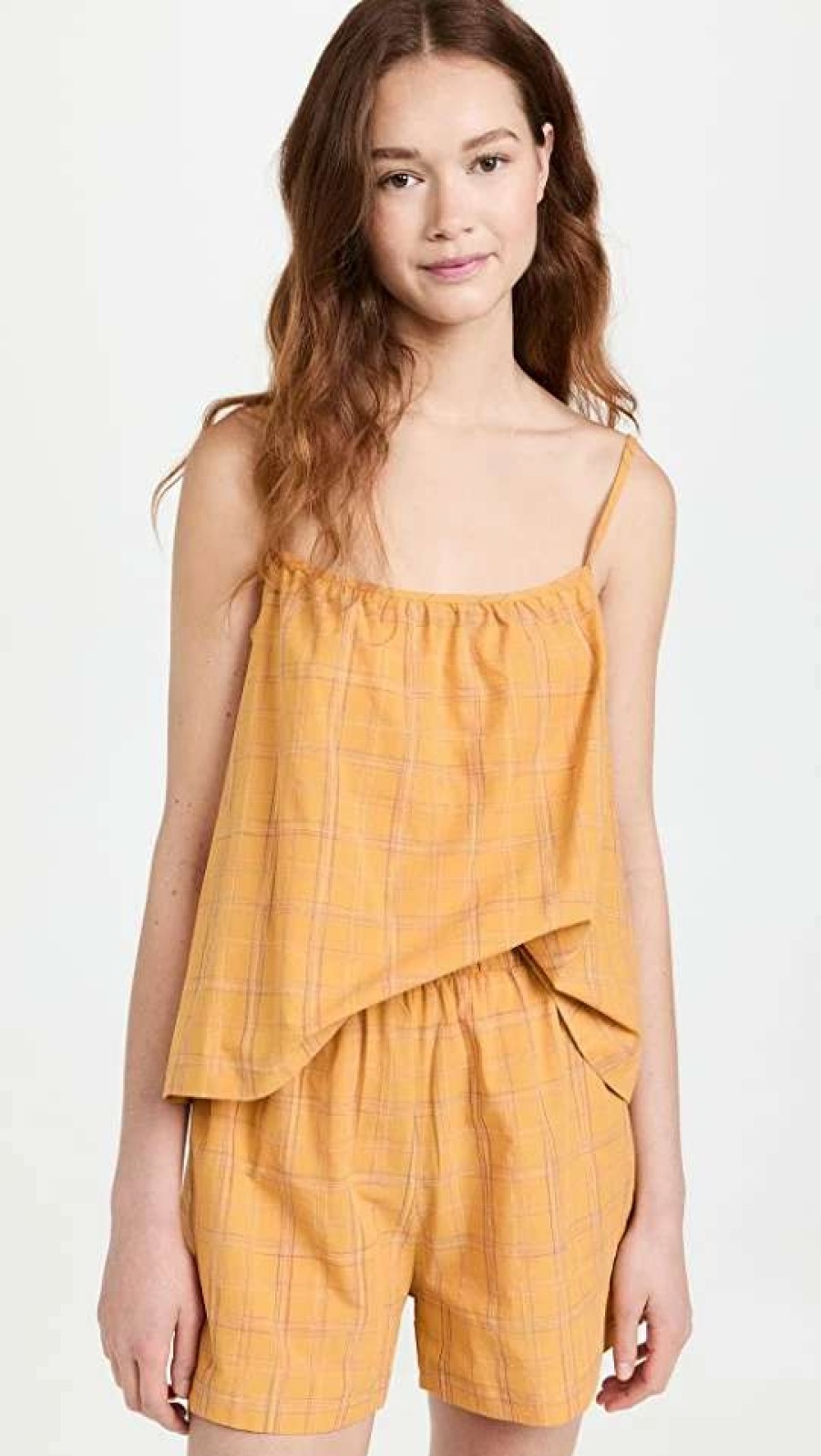 Sleepwear * | Cheapest Else Summer Plaid Cami Top Mango Sorbet