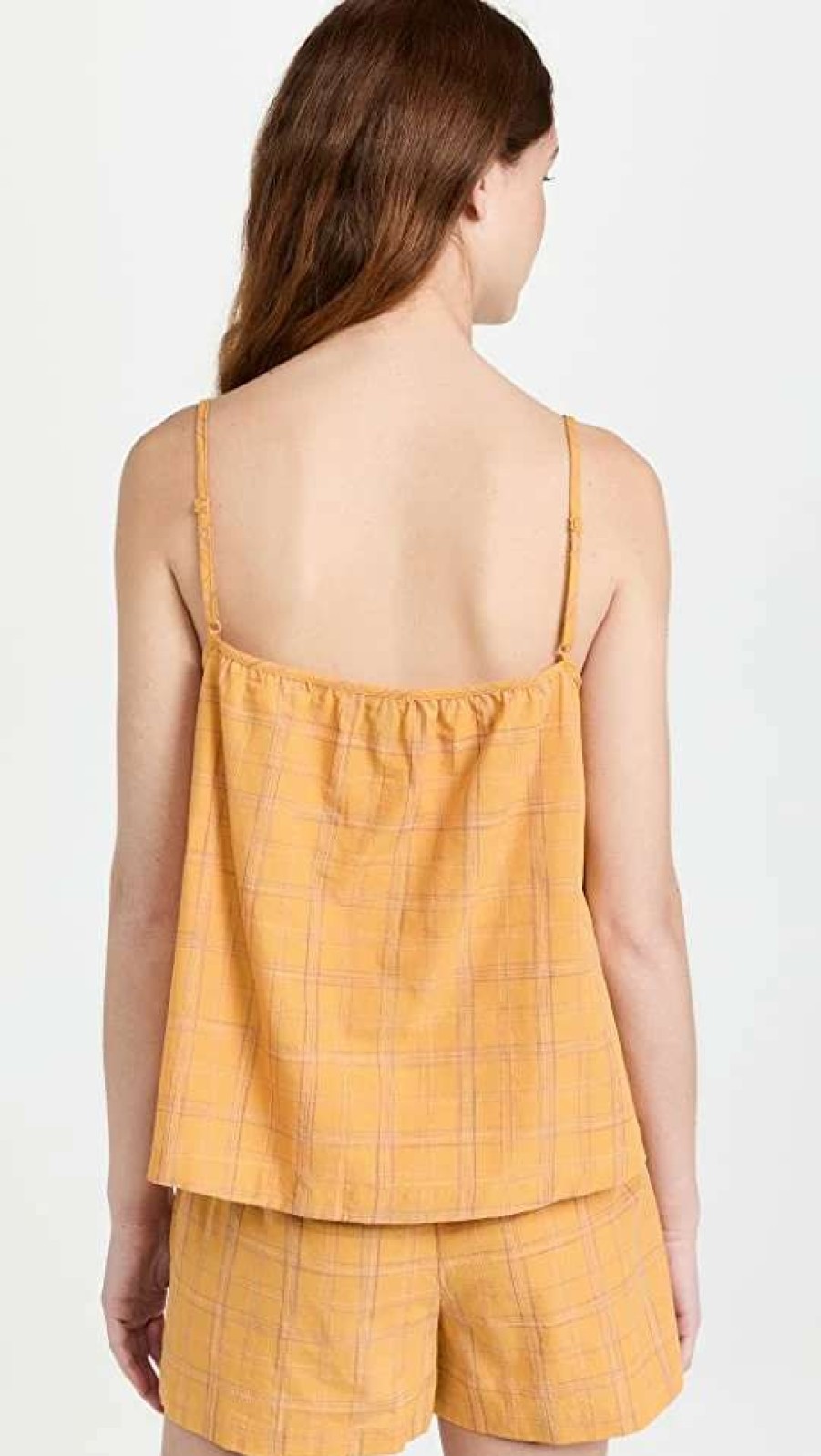 Sleepwear * | Cheapest Else Summer Plaid Cami Top Mango Sorbet