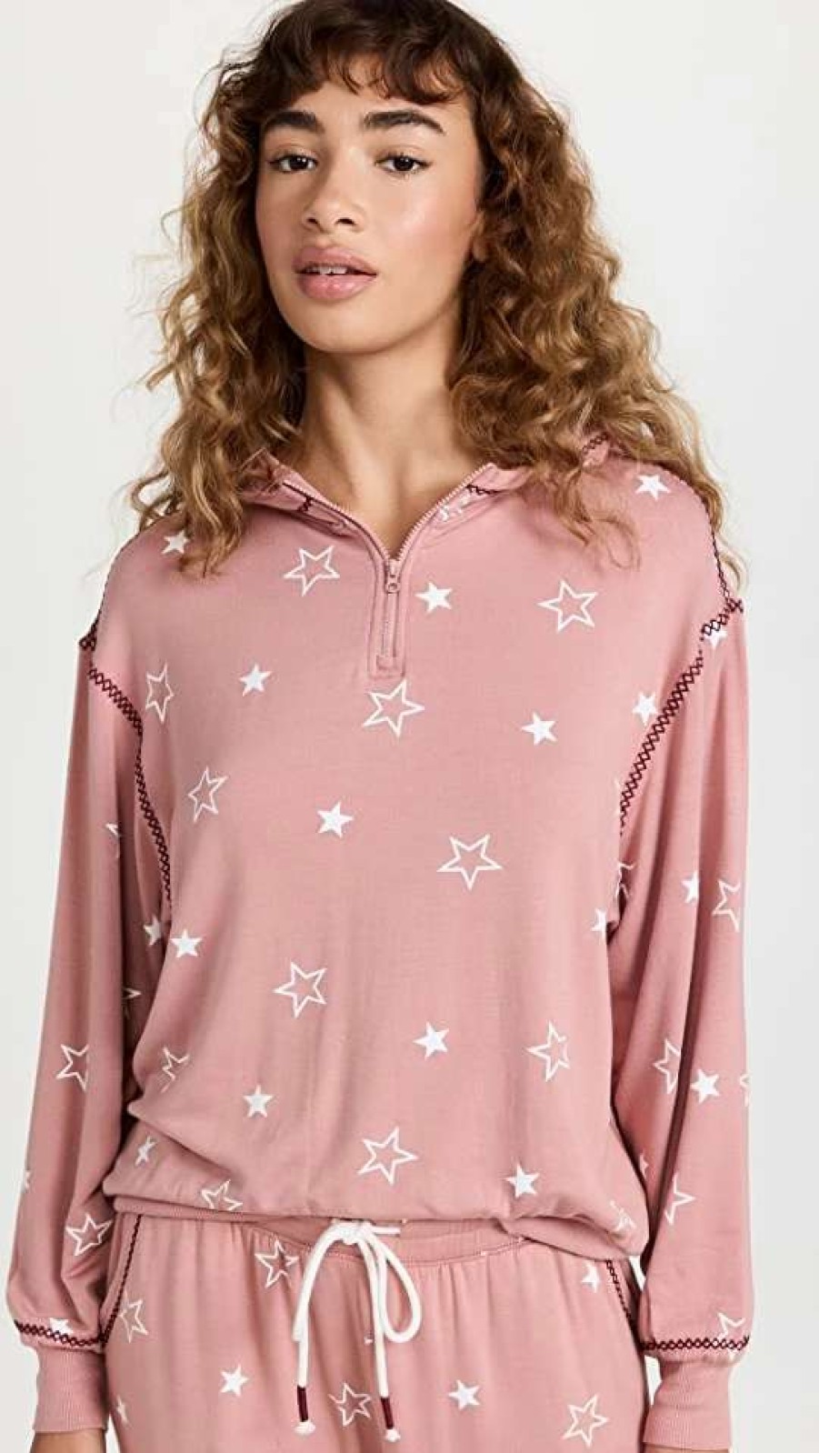 Sleepwear * | Flash Sale Pj Salvage Star Hoodie Rosewood