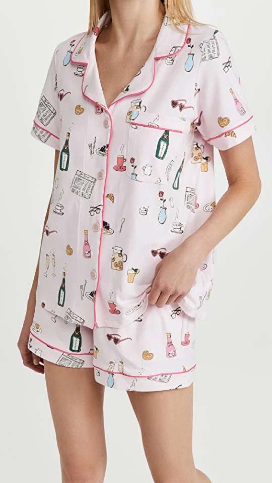 Sleepwear * | Wholesale Bedhead Pjs Let'S Do Brunch Shorty Pj Set