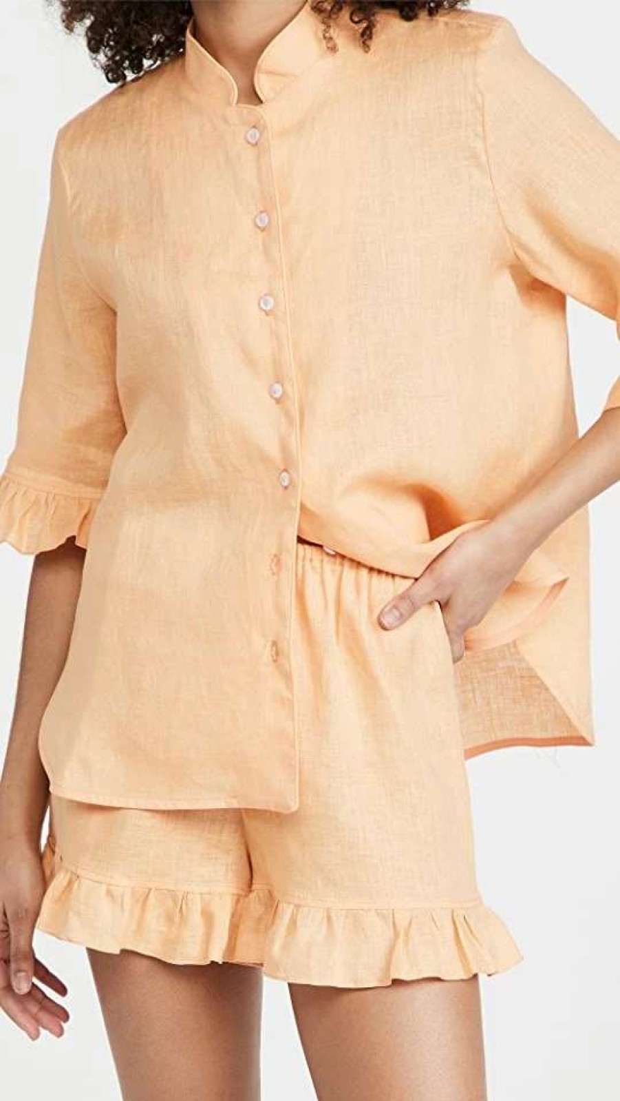 Sleepwear * | Top 10 Sleeper Linen Lounge Suit In Coral