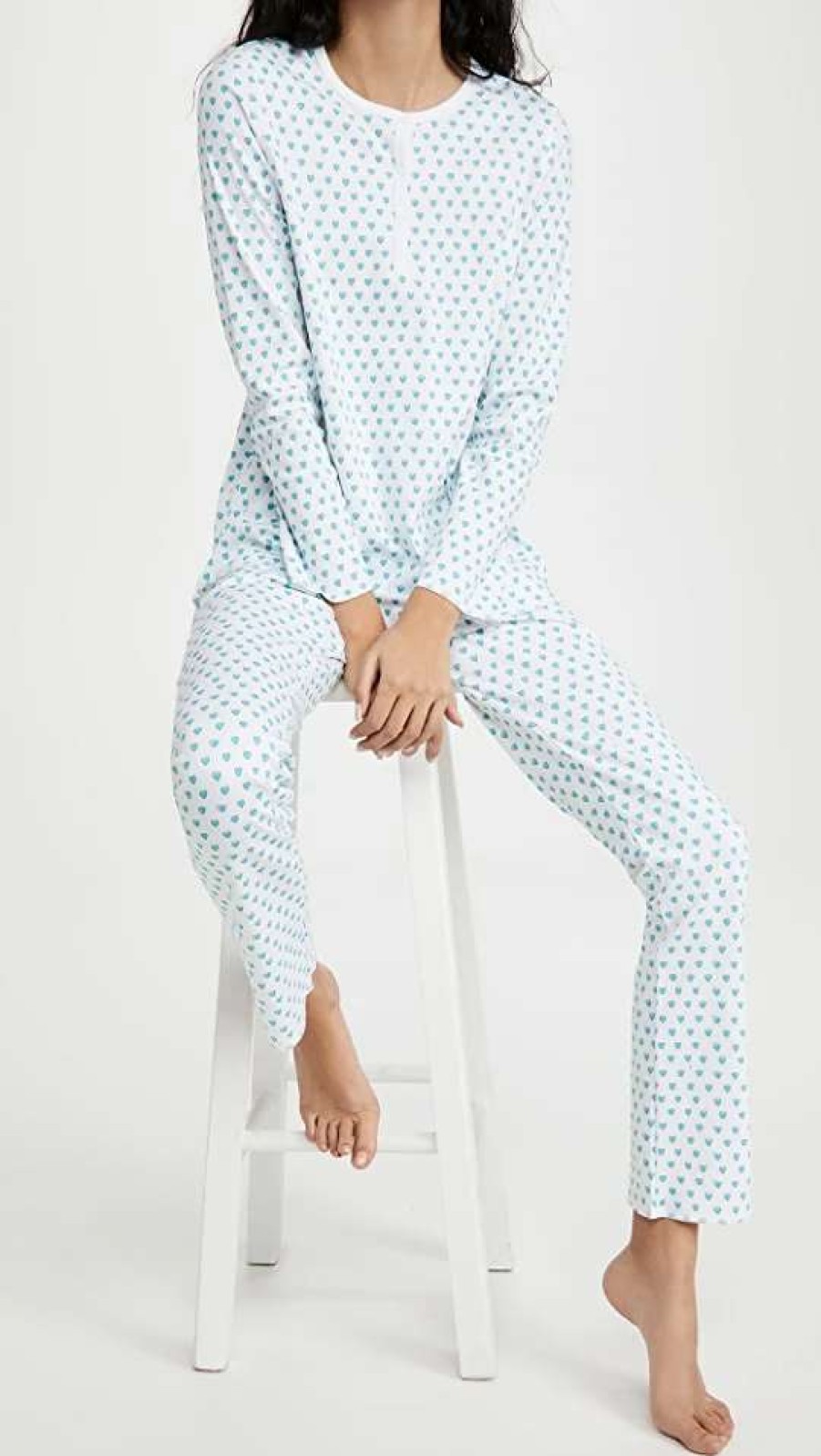 Sleepwear * | Brand New Roller Rabbit Hearts Pajama Set Mint