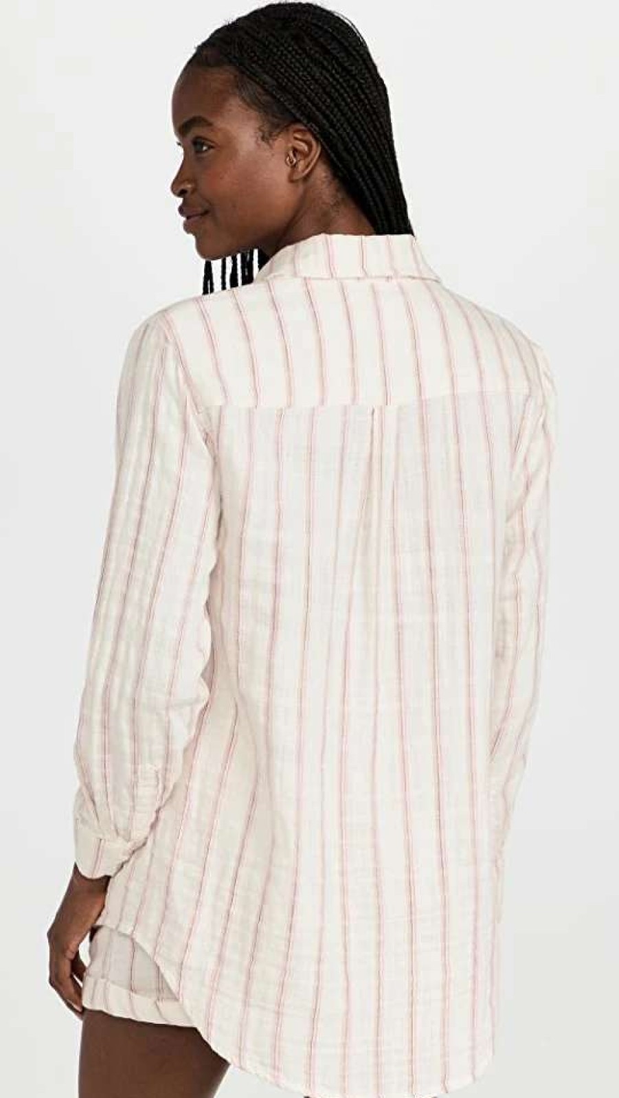 Sleepwear * | Brand New Z Supply Lounge Saturdays Stripe Shirt White Sands