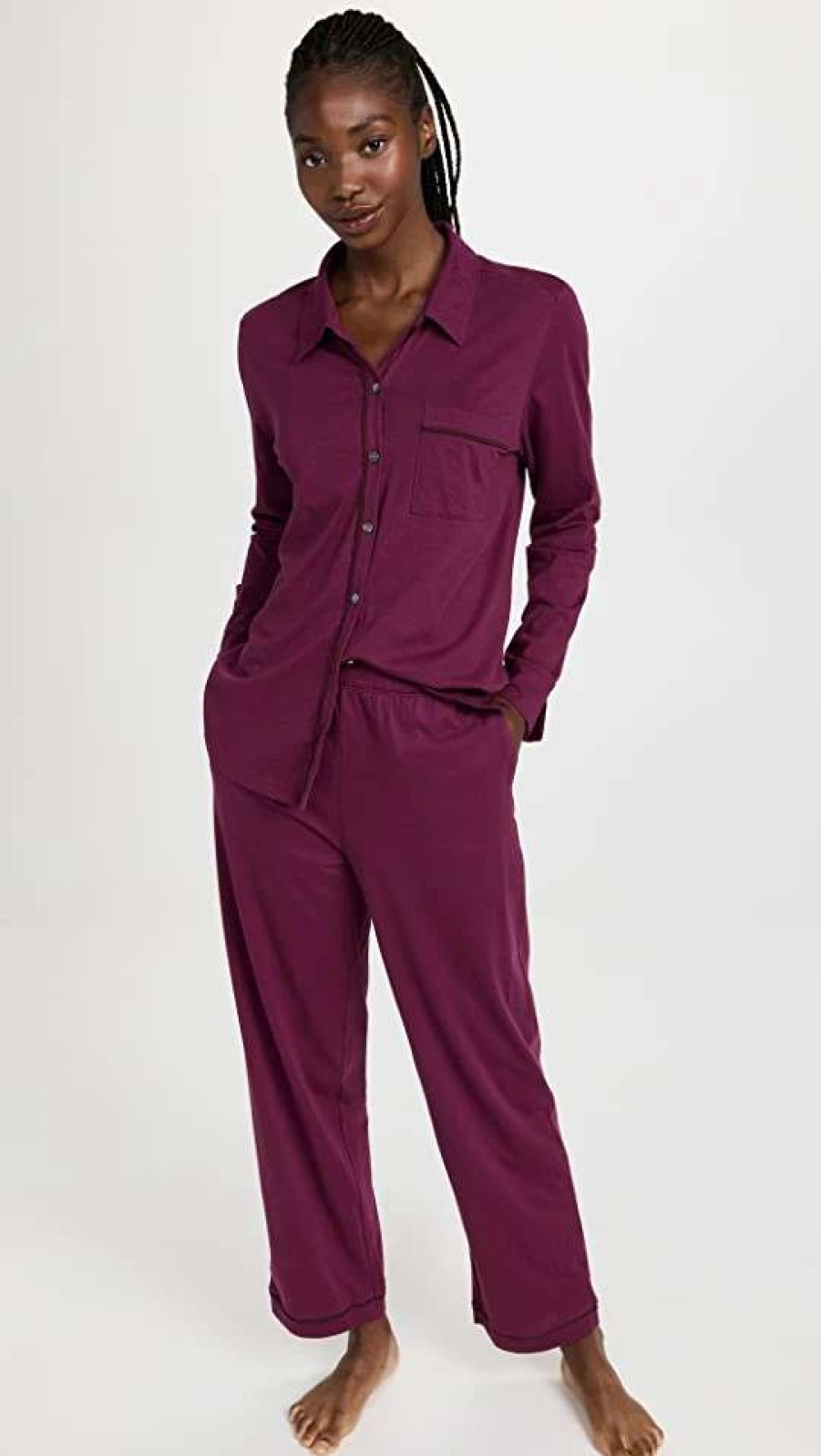 Sleepwear * | Hot Sale Skin Cecilia Long Sleeve Pj Set Wild Orchid