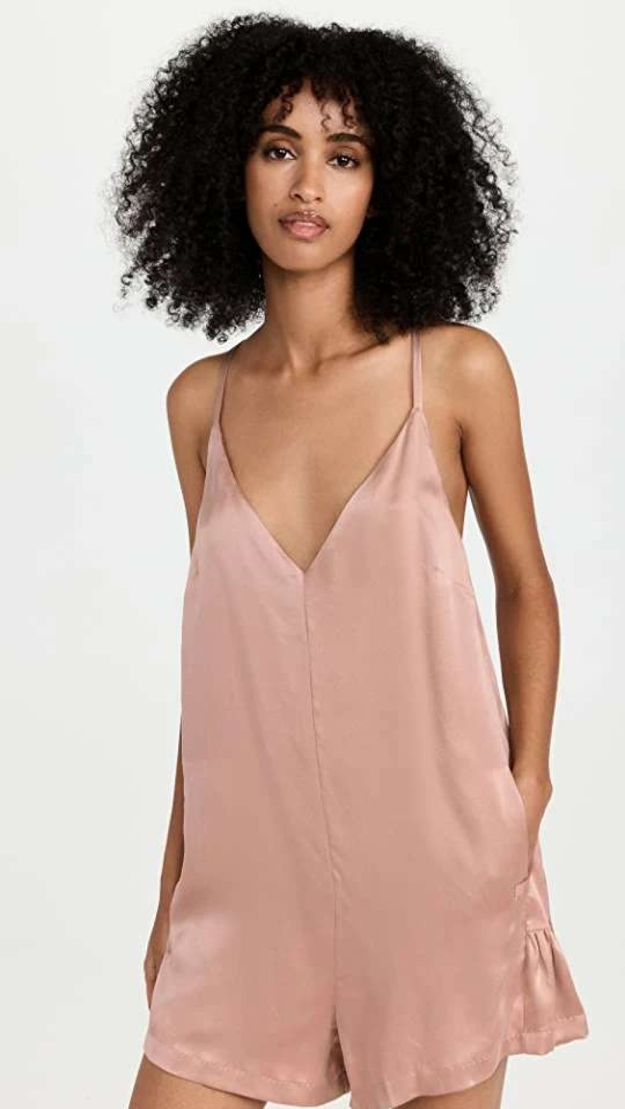 Sleepwear * | Cheap Lunya Washable Silk Romper Otium Tan