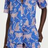 Sleepwear * | Discount Desmond & Dempsey Womens Short Sleeve Set Chango Blue/Pink