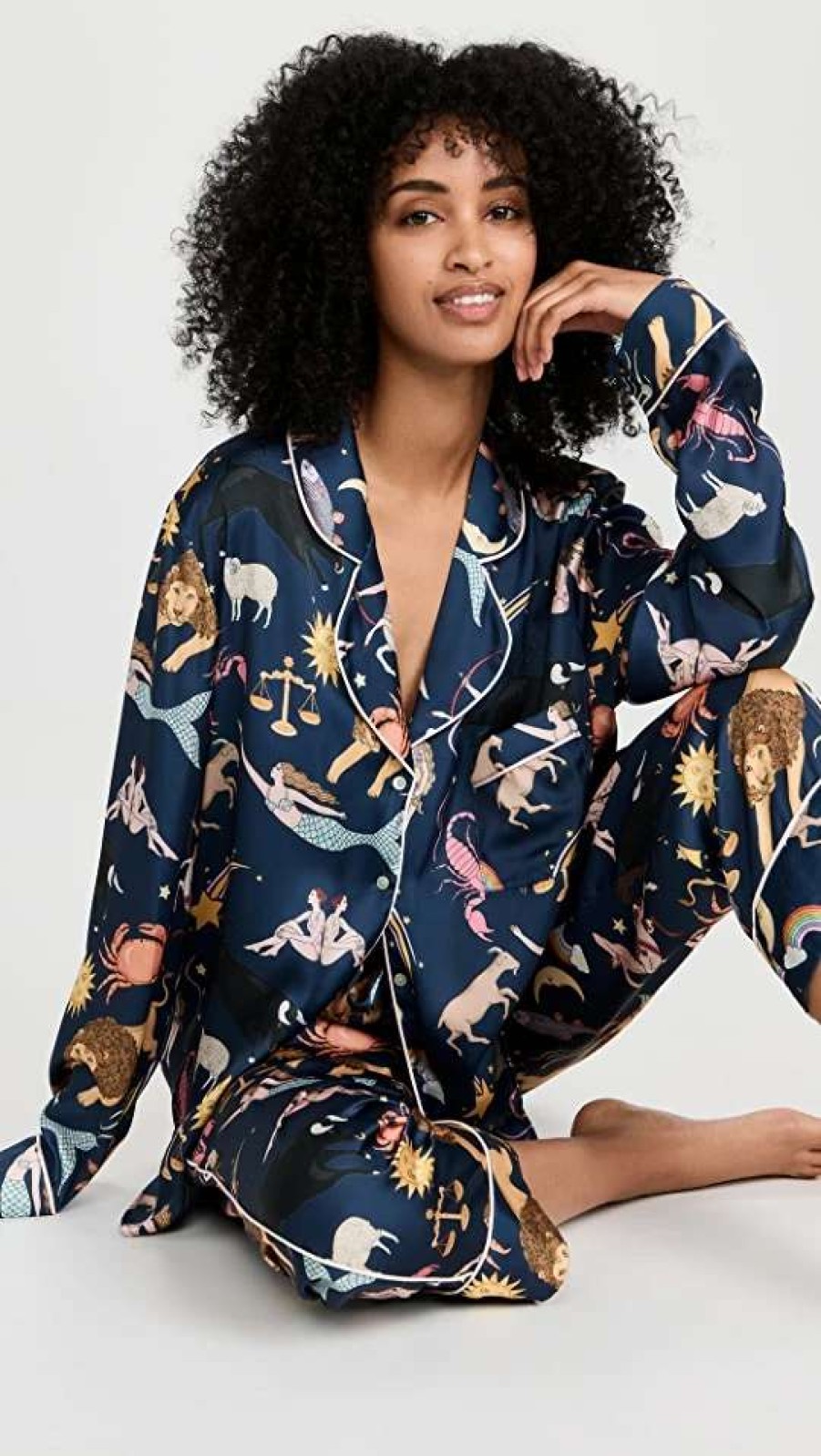 Sleepwear * | Cheapest Karen Mabon Zodiac Classic Long Pj Set Navy