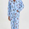 Sleepwear * | Flash Sale Pj Salvage Hipster Vibes Flannel Pj Set Ice Blue