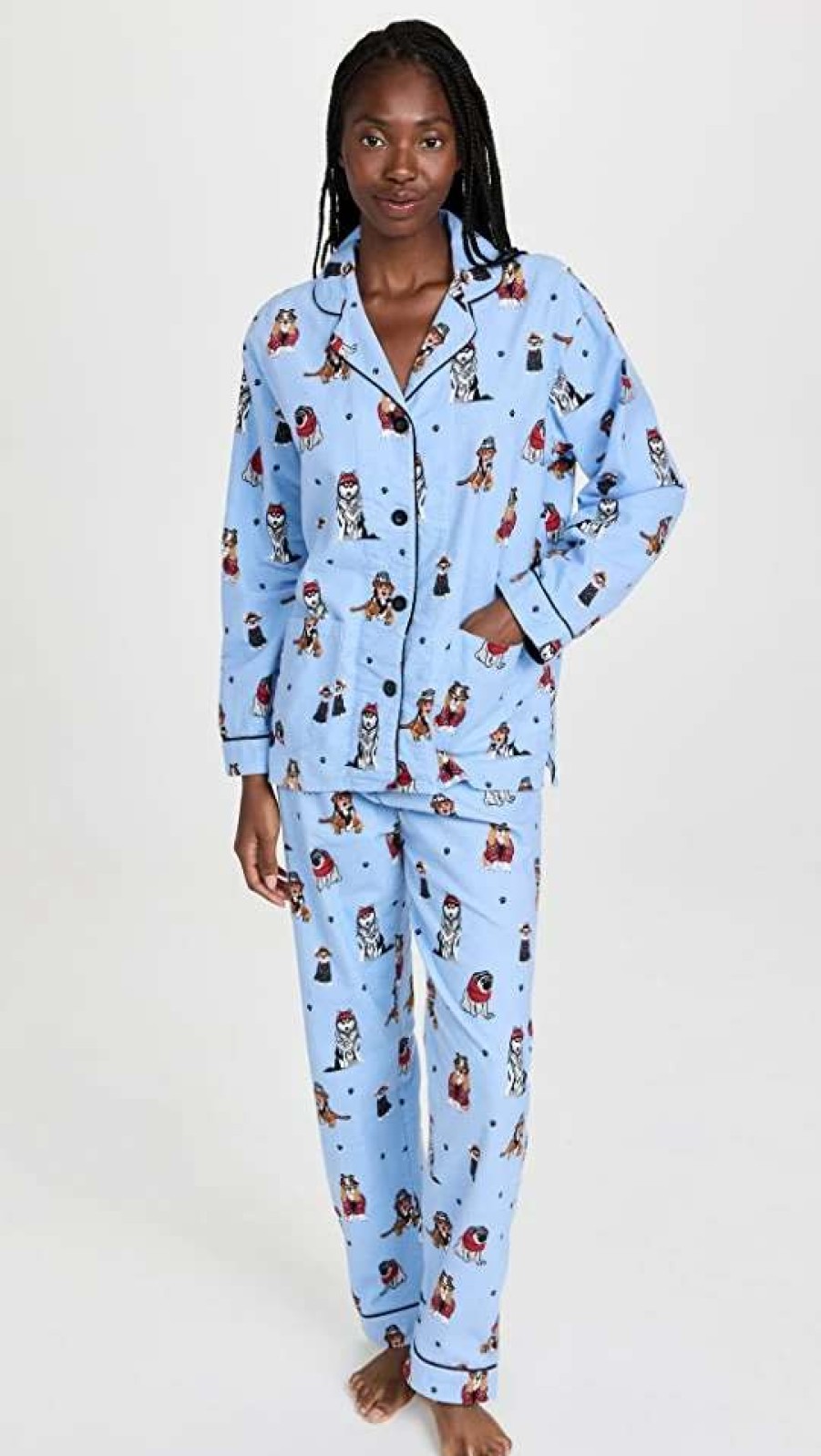 Sleepwear * | Flash Sale Pj Salvage Hipster Vibes Flannel Pj Set Ice Blue