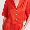 Sleepwear * | Best Reviews Of Lunya Washable Silk Button Up Short Pj Set Rolling Scarlet