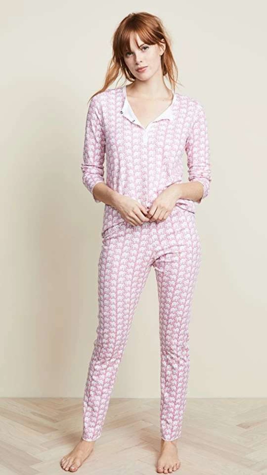 Sleepwear * | Best Sale Roller Rabbit Hathi Pj Set Pink