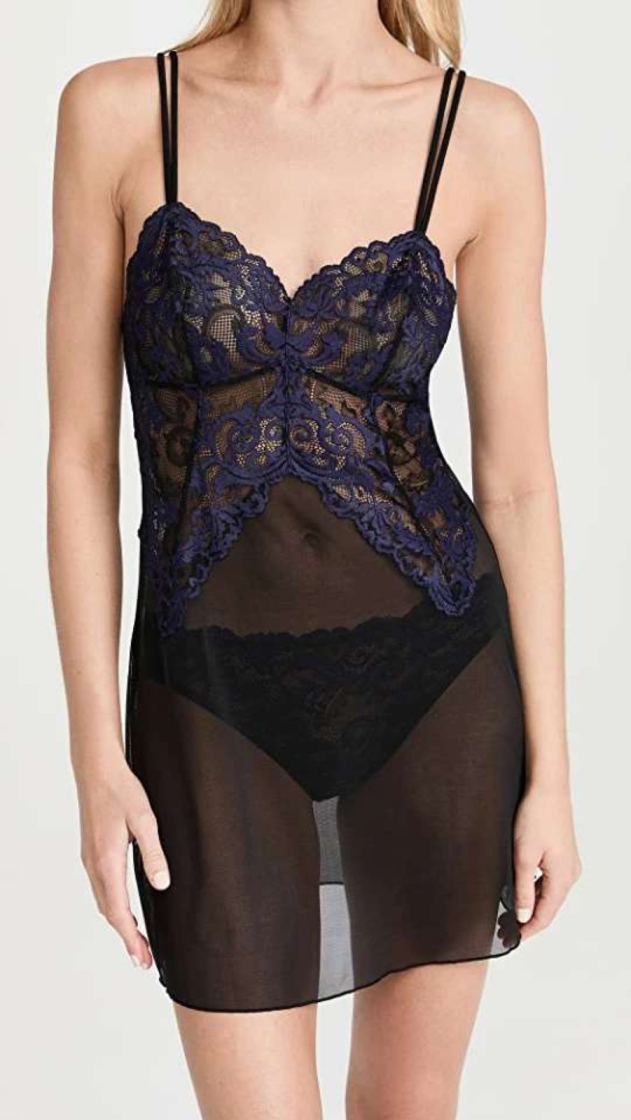 Sleepwear * | Hot Sale Wacoal Instant Icon Chemise Black/Eclipse