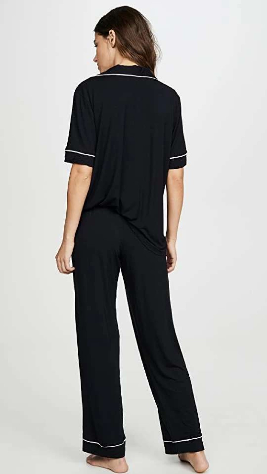 Sleepwear * | Flash Sale Eberjey Gisele Short Sleeve Pj Set Black/Sorbet Pink