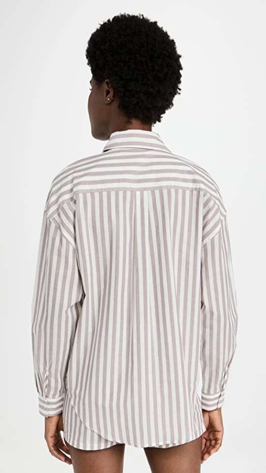 Sleepwear * | Cheap Z Supply Lounge Road Trip Stripe Shirt Dusty Taupe