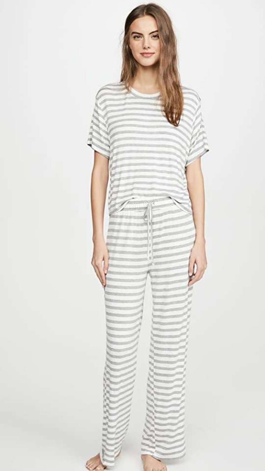 Sleepwear * | Best Deal Honeydew Intimates All American Pj Set Ivory Stripe