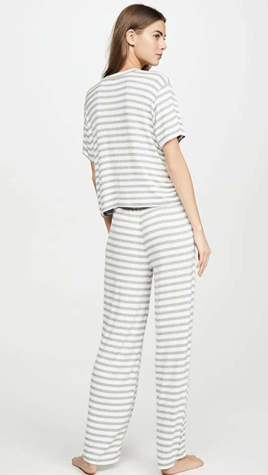 Sleepwear * | Best Deal Honeydew Intimates All American Pj Set Ivory Stripe